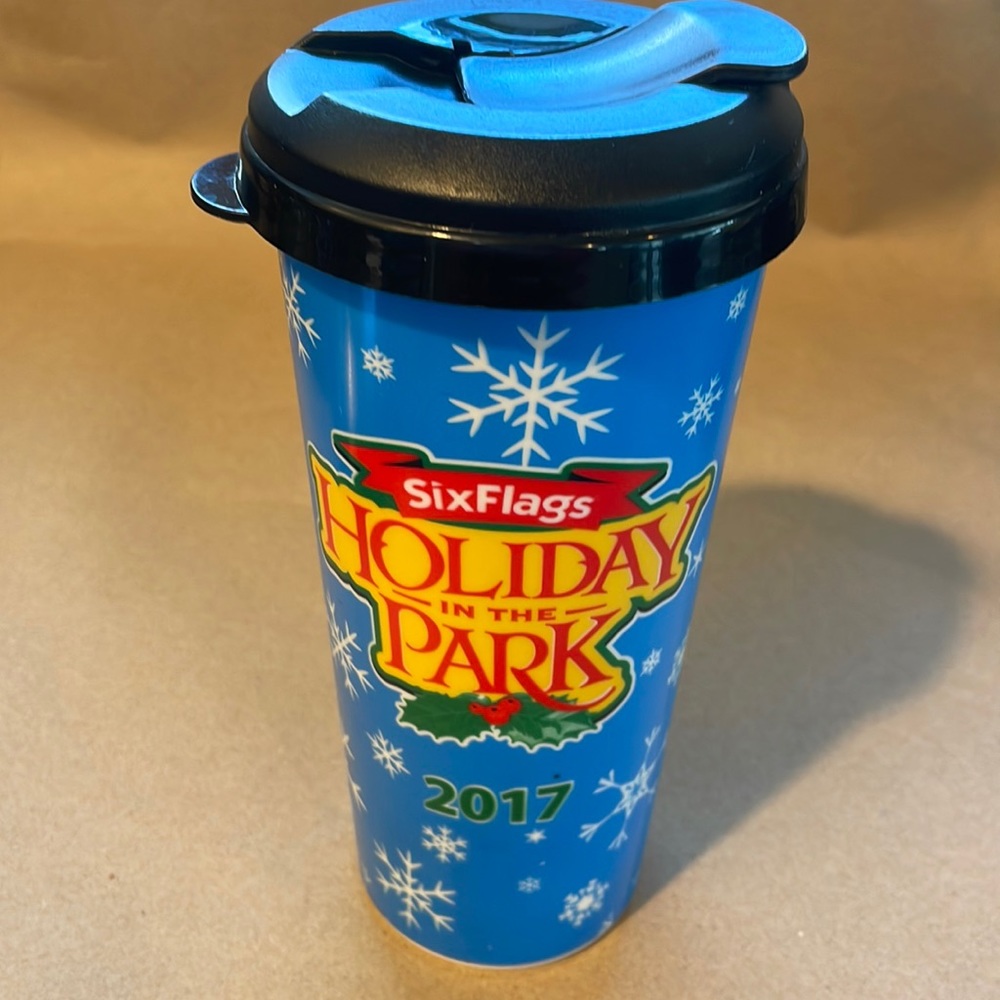Six Flags Holiday in the Park insulated tumbler